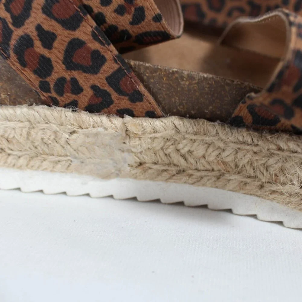 NWT Time and Tru Leopard Platform Espadrille Sandals – Size 8, Edgy Summer Style